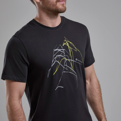 ABSTRACT MOUNTAIN T-SHIRT-MIDNIGHT GREY-XS pánské triko tmavě šedé