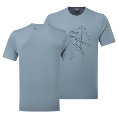 ABSTRACT MOUNTAIN T-SHIRT-STONE BLUE-S pánské triko šedomodré