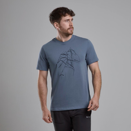 ABSTRACT MOUNTAIN T-SHIRT-STONE BLUE-L pánské triko šedomodré