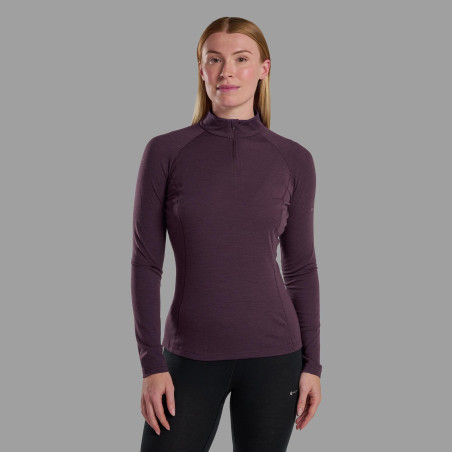FEM MALLI LS ZIP T SHIRT-MULBERRY-UK16/XL dámské triko hnědofialové