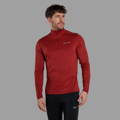 DART XT ZIP NECK-DARK MAPLE-M pánské triko dlouhý ruk. tmavě červené