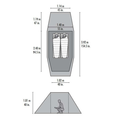 TINDHEIM 2 stan zelený pro 2 osoby