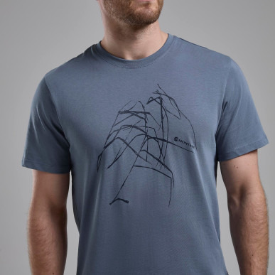 ABSTRACT MOUNTAIN T-SHIRT-STONE BLUE-XXL pánské triko šedomodré