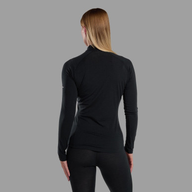 FEM MALLI LS ZIP T SHIRT-BLACK-UK10/S dámské triko černé