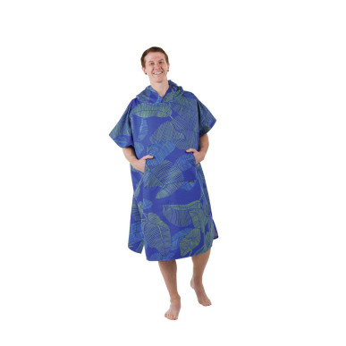 PACKTOWL CHANGING PONCHO S/M Botanical pončo/ručník modré s motivem listů