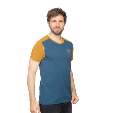 HAIDI LAND ROPE-DARK BLUE / CURRY-M pánské tričko tmavě modré a kari