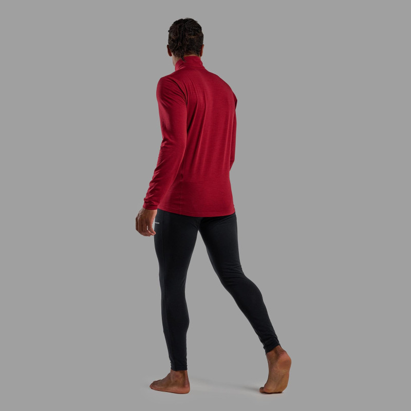 MALLI LS ZIP T SHIRT-DARK MAPLE-L pánské triko tmavě červené