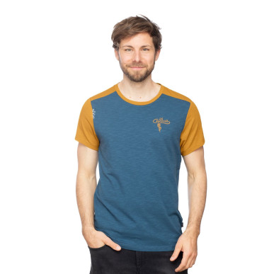 HAIDI LAND ROPE-DARK BLUE / CURRY-M pánské tričko tmavě modré a kari