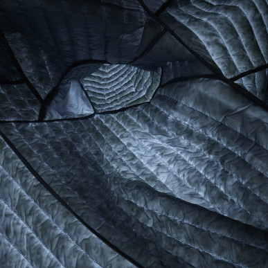 ALPINE 850 NANO HOODIE-STONE SIZE BLUE-S pánská bunda šedomodrá