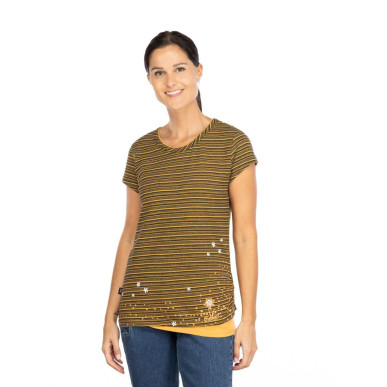 FANCY LITTLE DOT-OCHRE-42 dámské tričko okrové