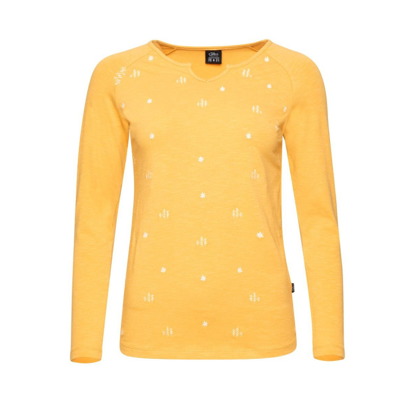 KALNIK FOREST AND FLOWERS-OCHRE-36 dámské tričko s dlouhým rukávem okrové