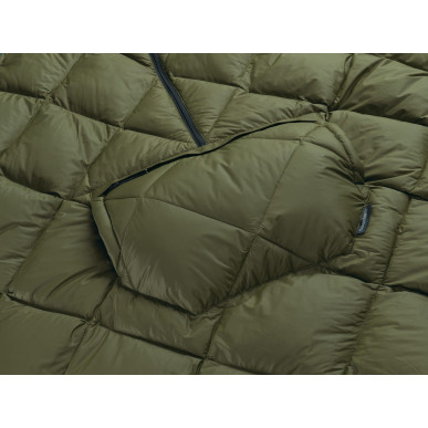 HONCHO PONCHO DOWN Dark Olive péřové pončo zelené