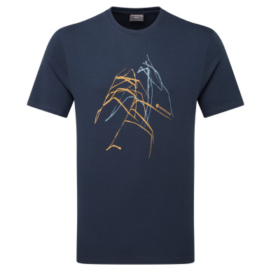 ABSTRACT MOUNTAIN T-SHIRT-ECLIPSE BLUE-XL pánské triko modré