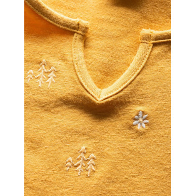 KALNIK FOREST AND FLOWERS-OCHRE-40 dámské tričko s dlouhým rukávem okrové