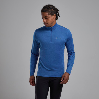 DART ZIP NECK-NEPTUNE BLUE-S pánské triko dlouhý ruk. modré