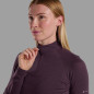 FEM MALLI LS ZIP T SHIRT-MULBERRY-UK14/L dámské triko hnědofialové
