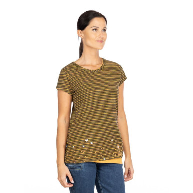 FANCY LITTLE DOT-OCHRE-36 dámské tričko okrové