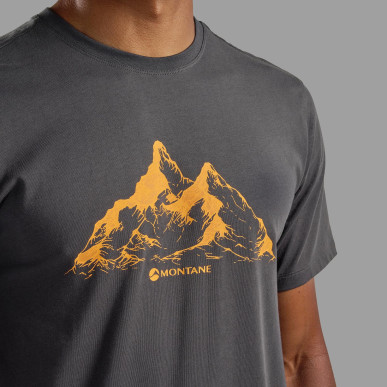 DUAL MOUNTAIN T-SHIRT-MIDNIGHT GREY-L pánské tričko tmavě šedé
