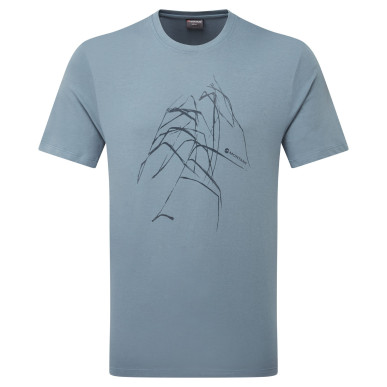 ABSTRACT MOUNTAIN T-SHIRT-STONE BLUE-L pánské triko šedomodré
