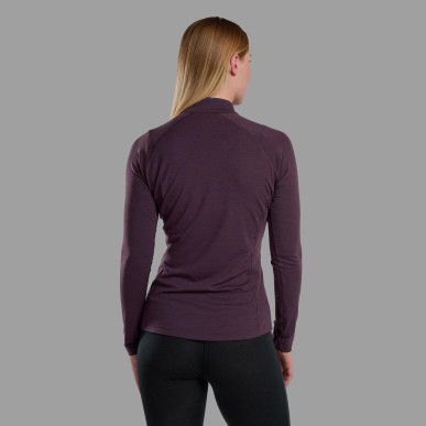 FEM MALLI LS ZIP T SHIRT-MULBERRY-UK8/XS dámské triko hnědofialové