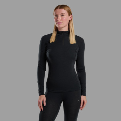 FEM MALLI LS ZIP T SHIRT-BLACK-UK16/XL dámské triko černé