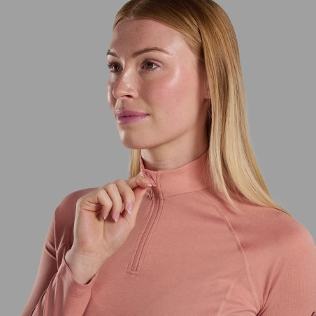 FEM DART ZIP NECK-PINK CLAY-UK8/XS dámské triko dlouhý ruk. růžové