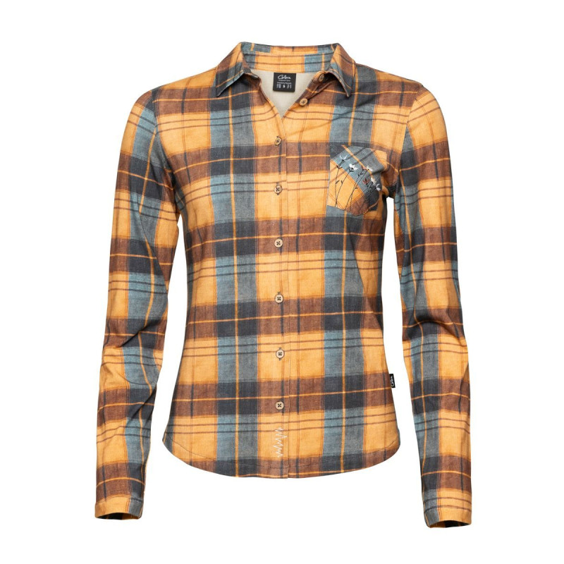 SIMILAUN 2.0-OCHRE GREYBLUE-38 dámská košile okrovo šedomodrá