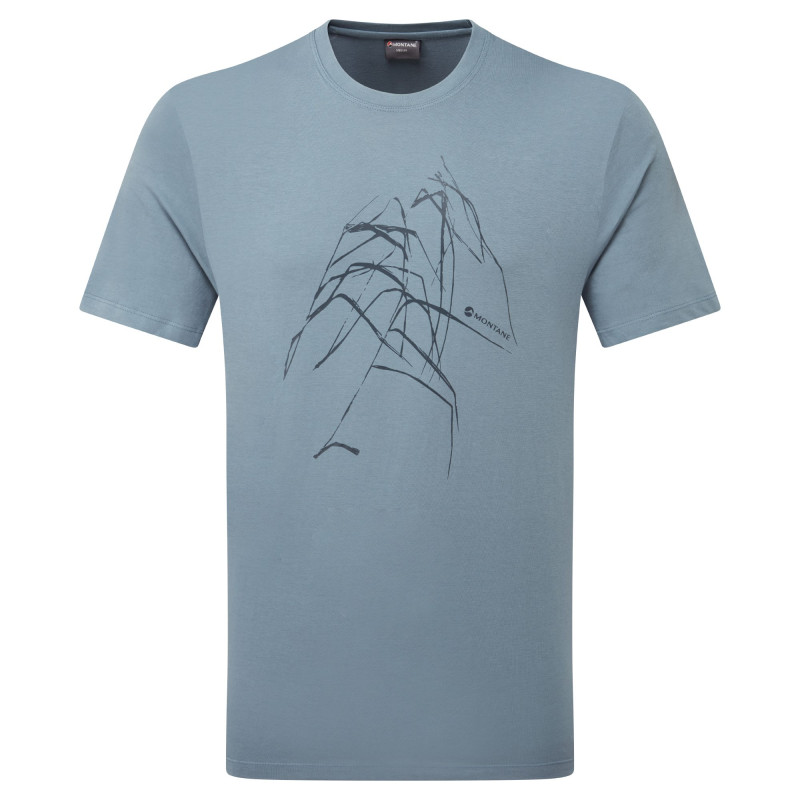ABSTRACT MOUNTAIN T-SHIRT-STONE BLUE-XL pánské triko šedomodré