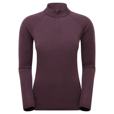 FEM MALLI LS ZIP T SHIRT-MULBERRY-UK12/M dámské triko hnědofialové