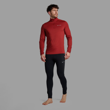 DART XT ZIP NECK-DARK MAPLE-M pánské triko dlouhý ruk. tmavě červené