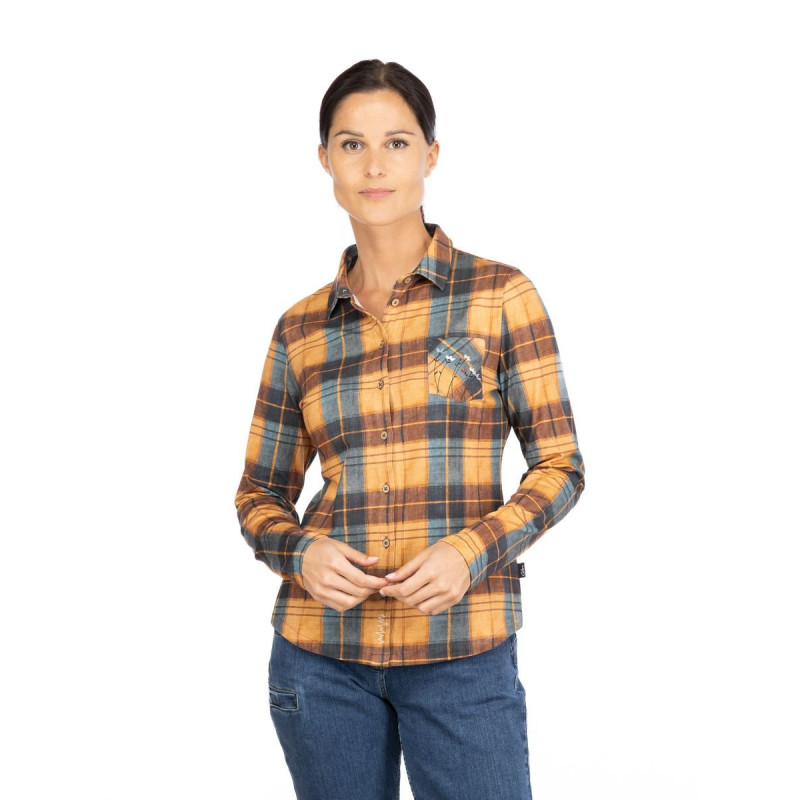 SIMILAUN 2.0-OCHRE GREYBLUE-42 dámská košile okrovo šedomodrá