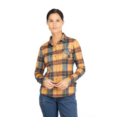 SIMILAUN 2.0-OCHRE GREYBLUE-42 dámská košile okrovo šedomodrá