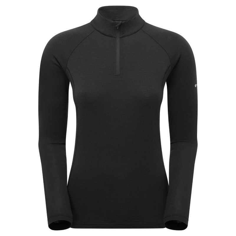 FEM MALLI LS ZIP T SHIRT-BLACK-UK12/M dámské triko černé