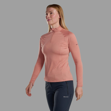 FEM DART ZIP NECK-PINK CLAY-UK16/XL dámské triko dlouhý ruk. růžové